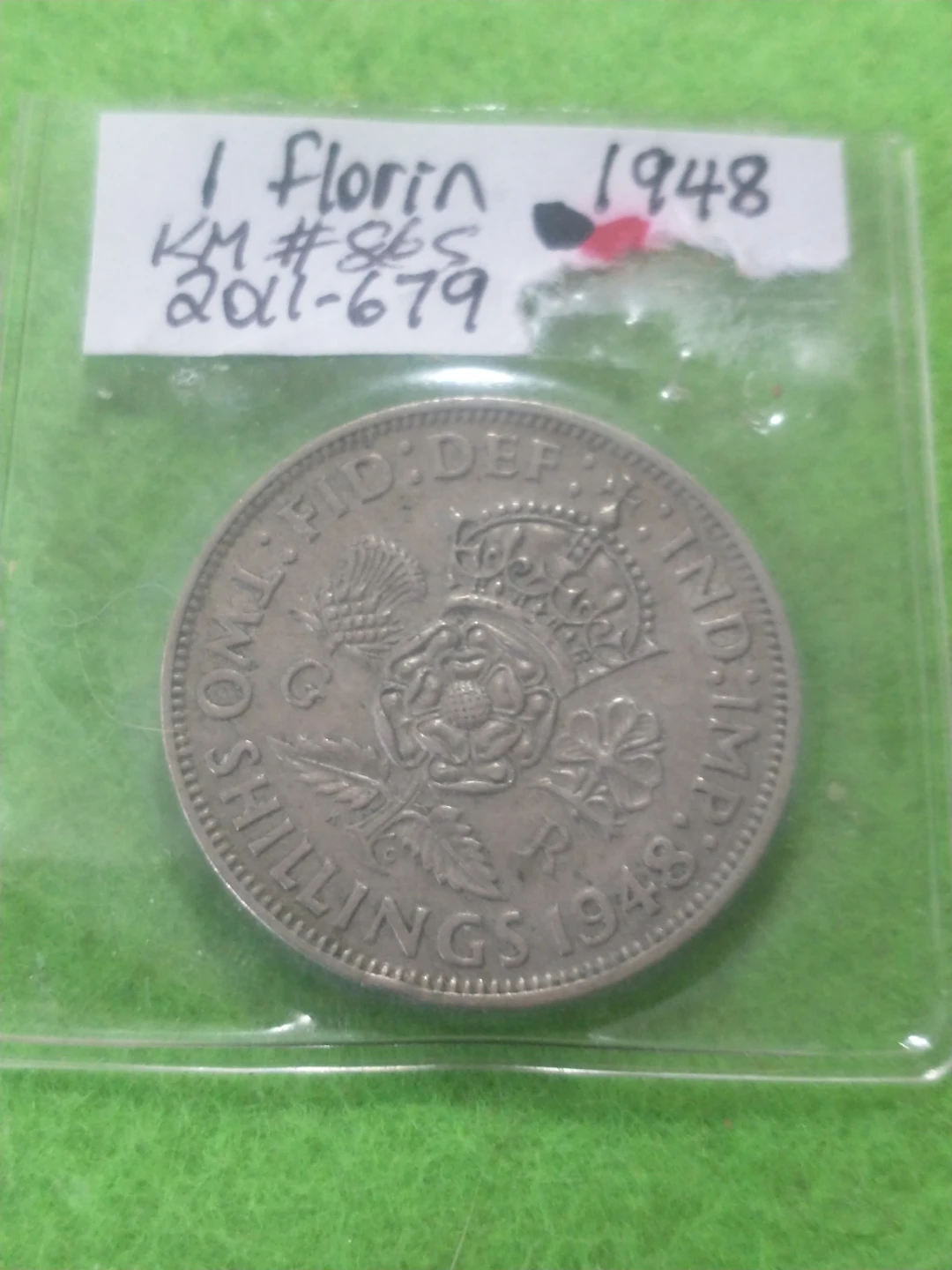 Nice 1948 England 1 florin (2 shillings) copper nickel coin - photo 5