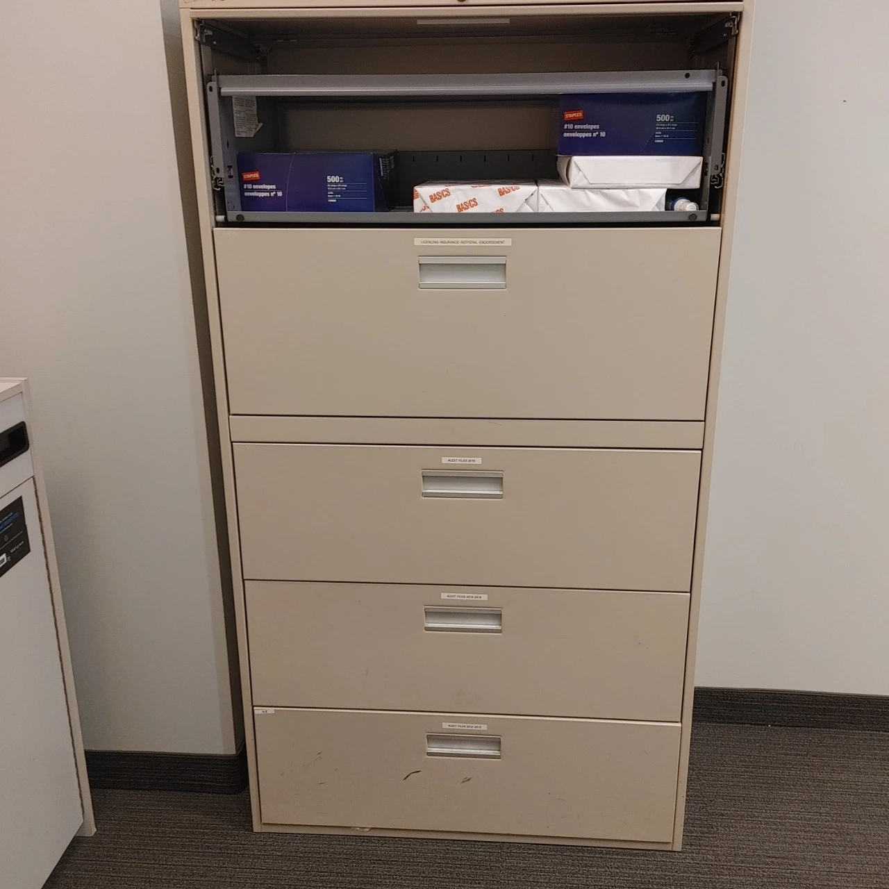 4-Drawer Filing Cabinet with Staples Envelopes