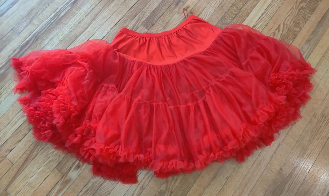 Fluffy red crinoline