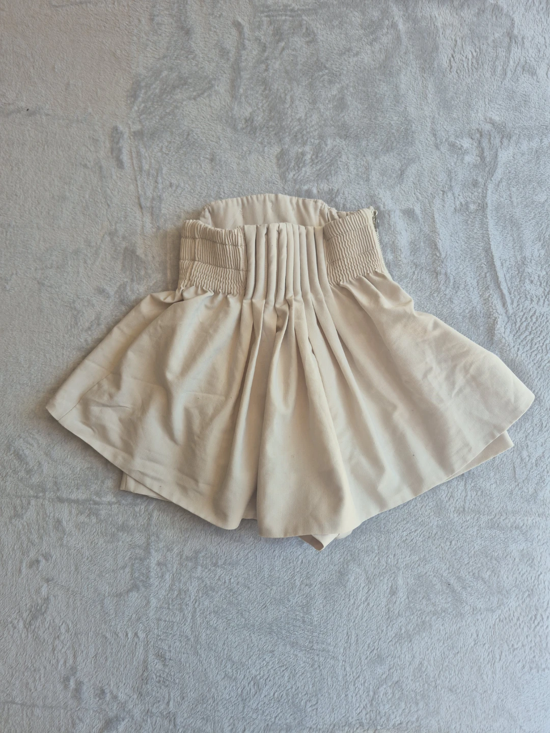 Cream Pleated Skort with Smocked Waist - photo 2