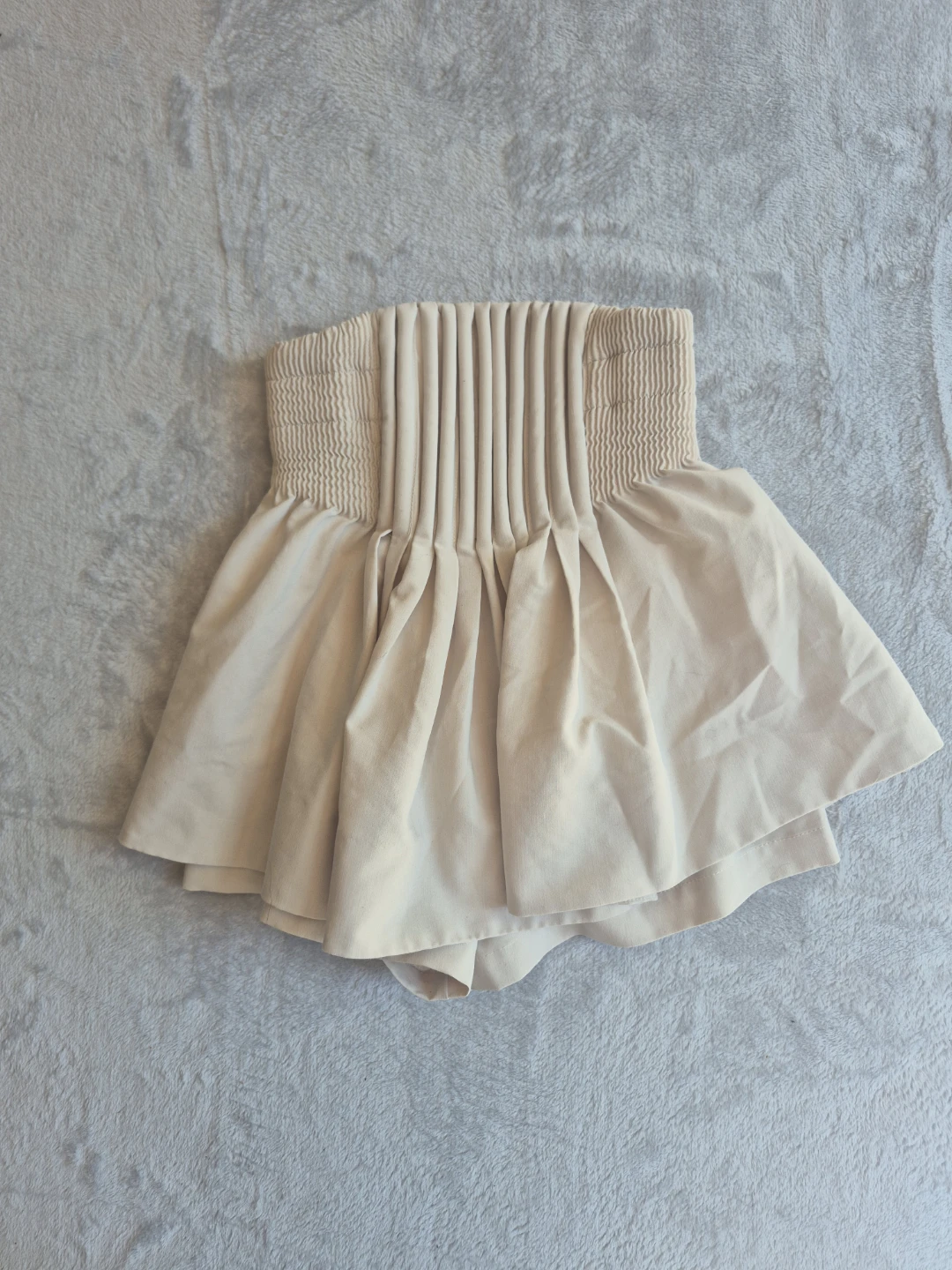 Cream Pleated Skort with Smocked Waist - photo 4