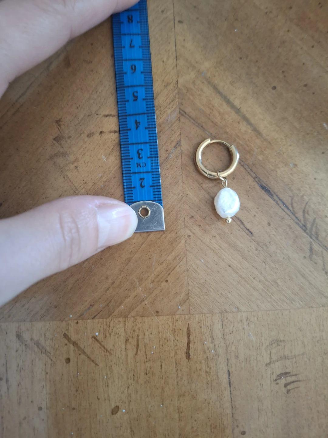 Gold Tone Hoop Earrings with Pearl Drops - photo 3