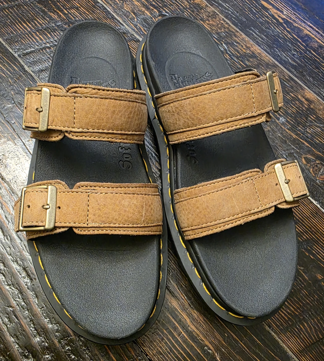 Dr. Martens Myles Brown Leather Slide Sandals Women's Size: 9 - photo 2
