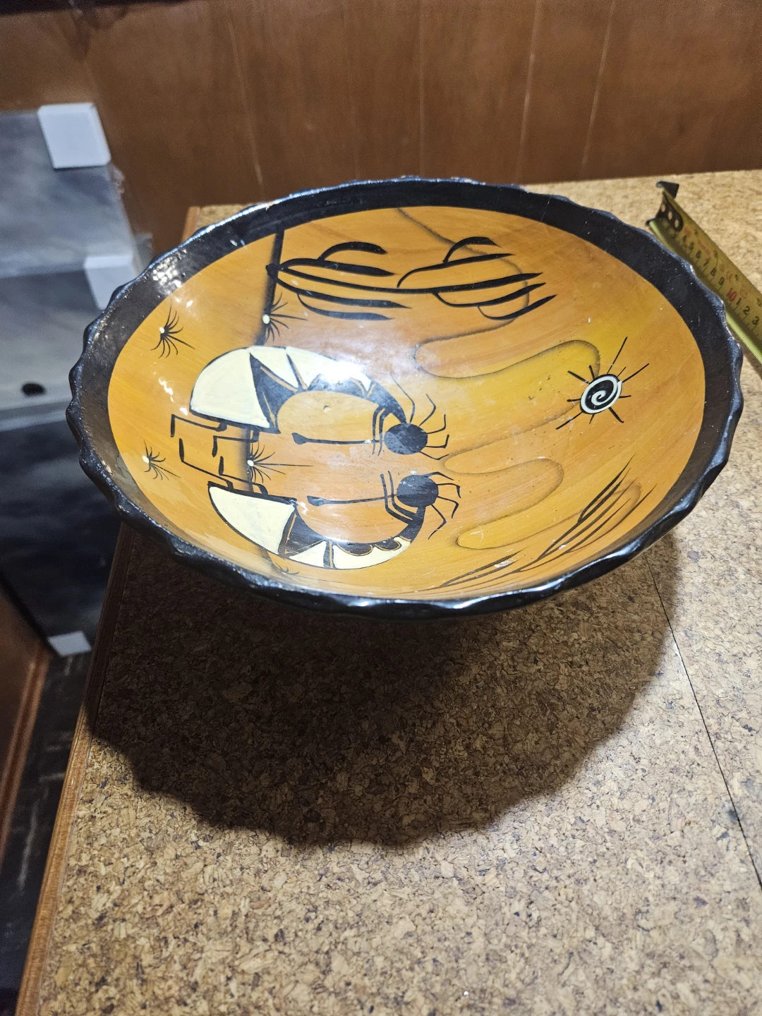 Hand-Painted Decorative Bowl with Spider and Moon Design - photo 2