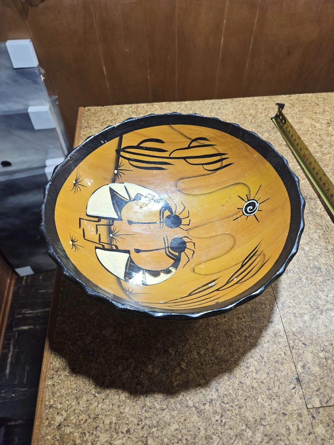 Hand-Painted Decorative Bowl with Spider and Moon Design - photo 3