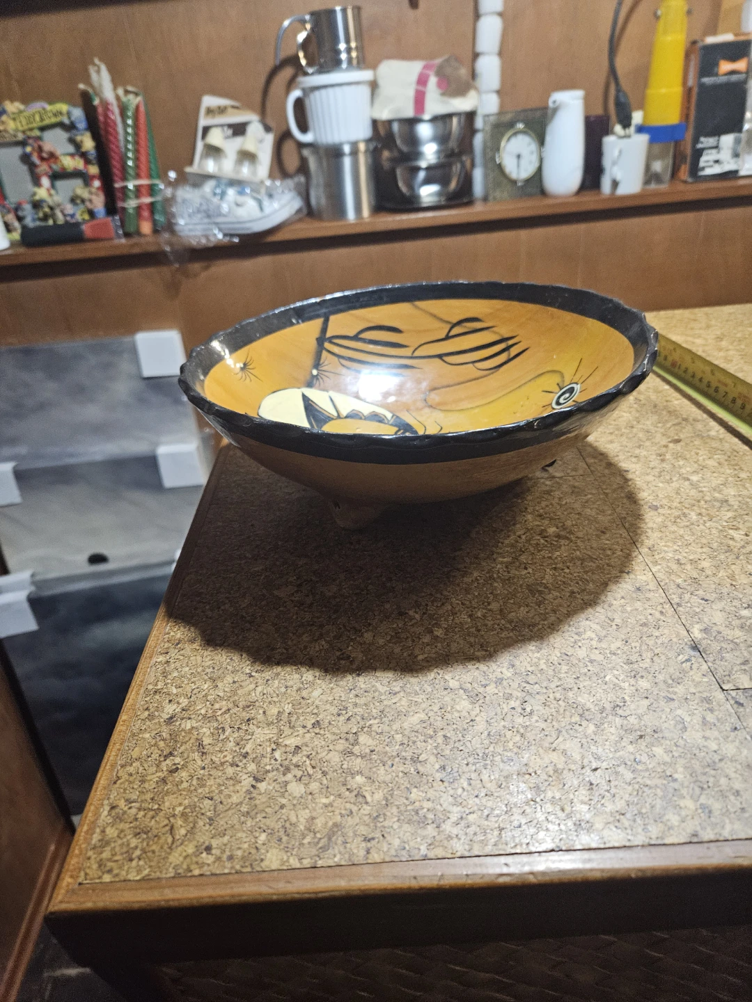 Hand-Painted Decorative Bowl with Spider and Moon Design - photo 4
