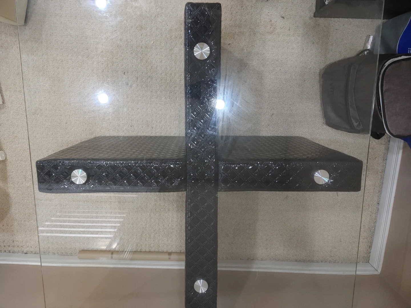 Glass Coffee Table with Black Textured Base - photo 2