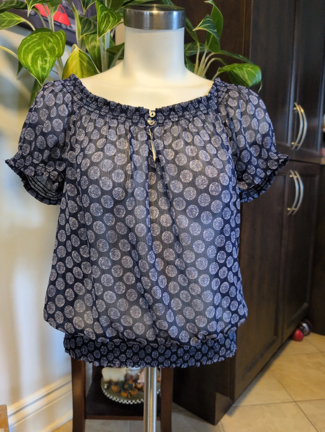 Joe Fresh Women's Polka Dot Sheer Blouse Size S/P