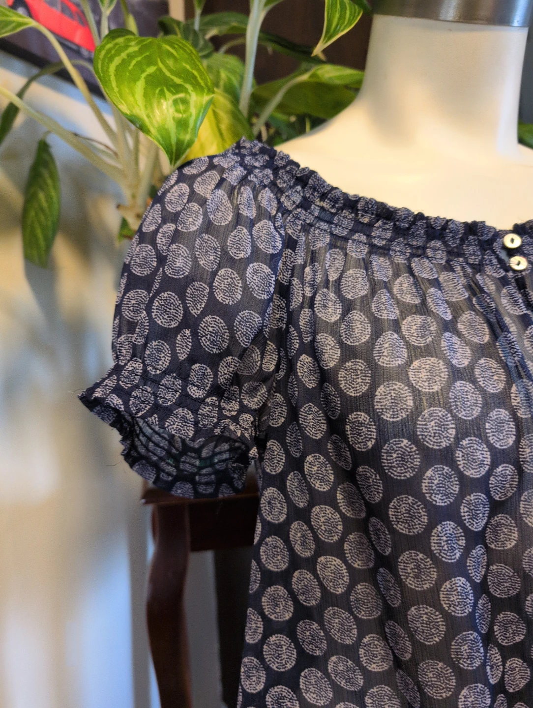 Joe Fresh Women's Polka Dot Sheer Blouse Size S/P - photo 2