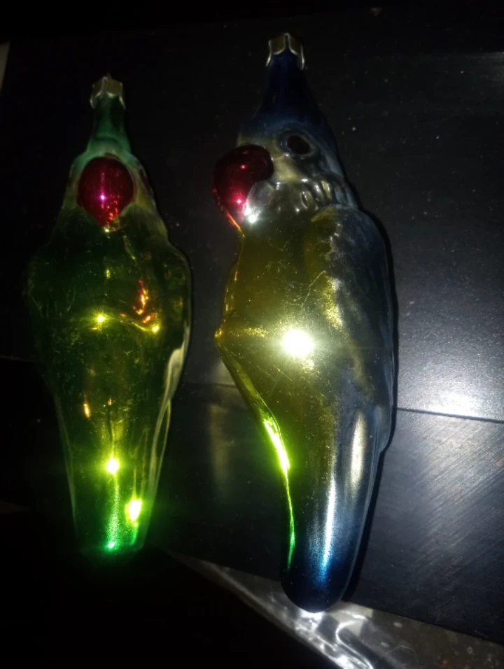 Vintage Glass Parrot Christmas Ornaments - Set of 2 - photo 2