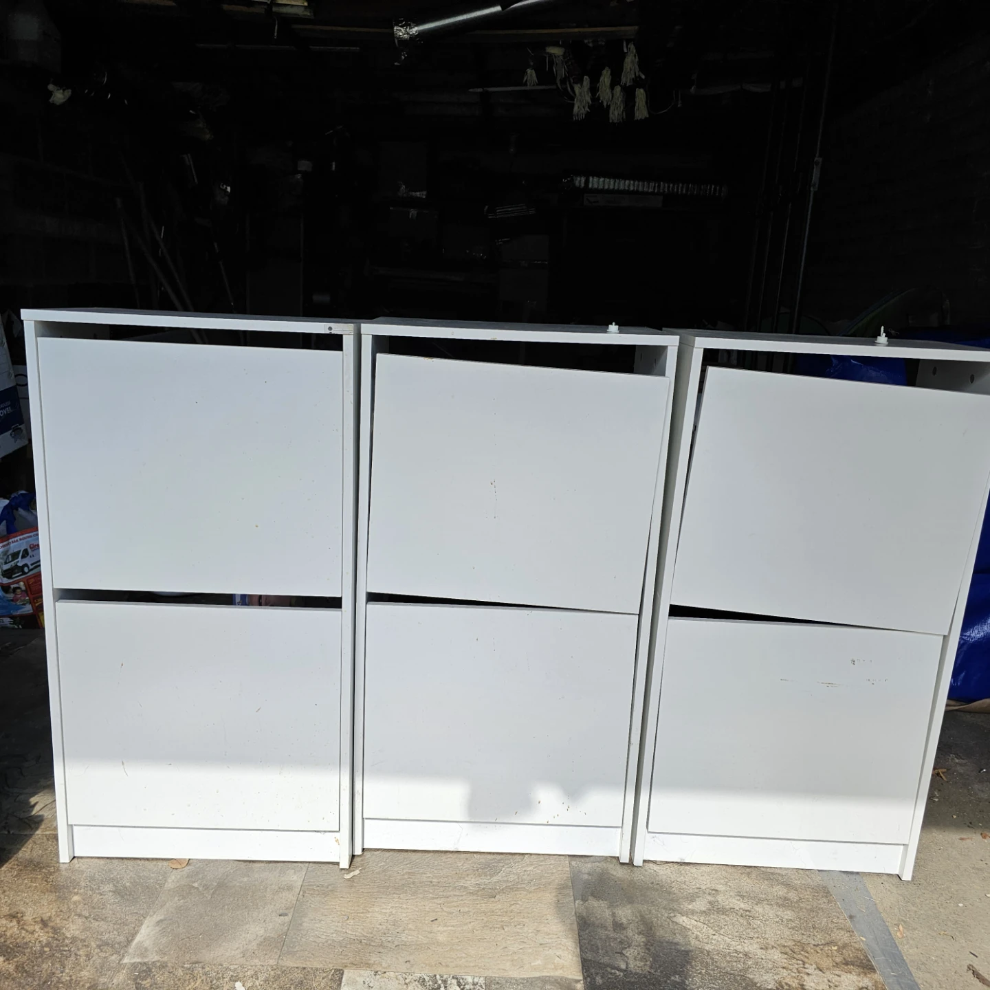 Set of 3 IKEA BISSA Shoe Cabinets (White)