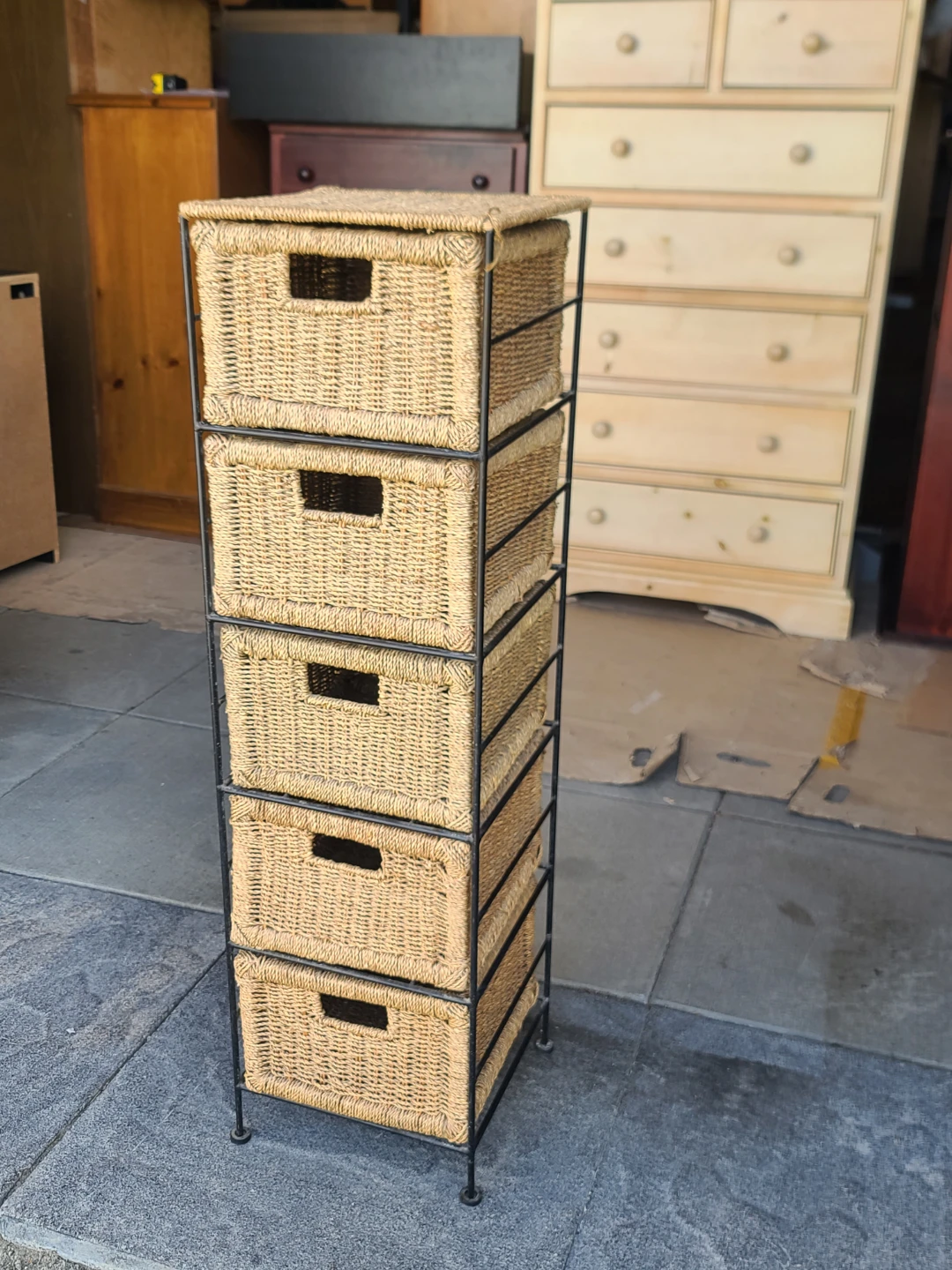 Wicker Basket Storage Tower with Metal Frame - photo 2