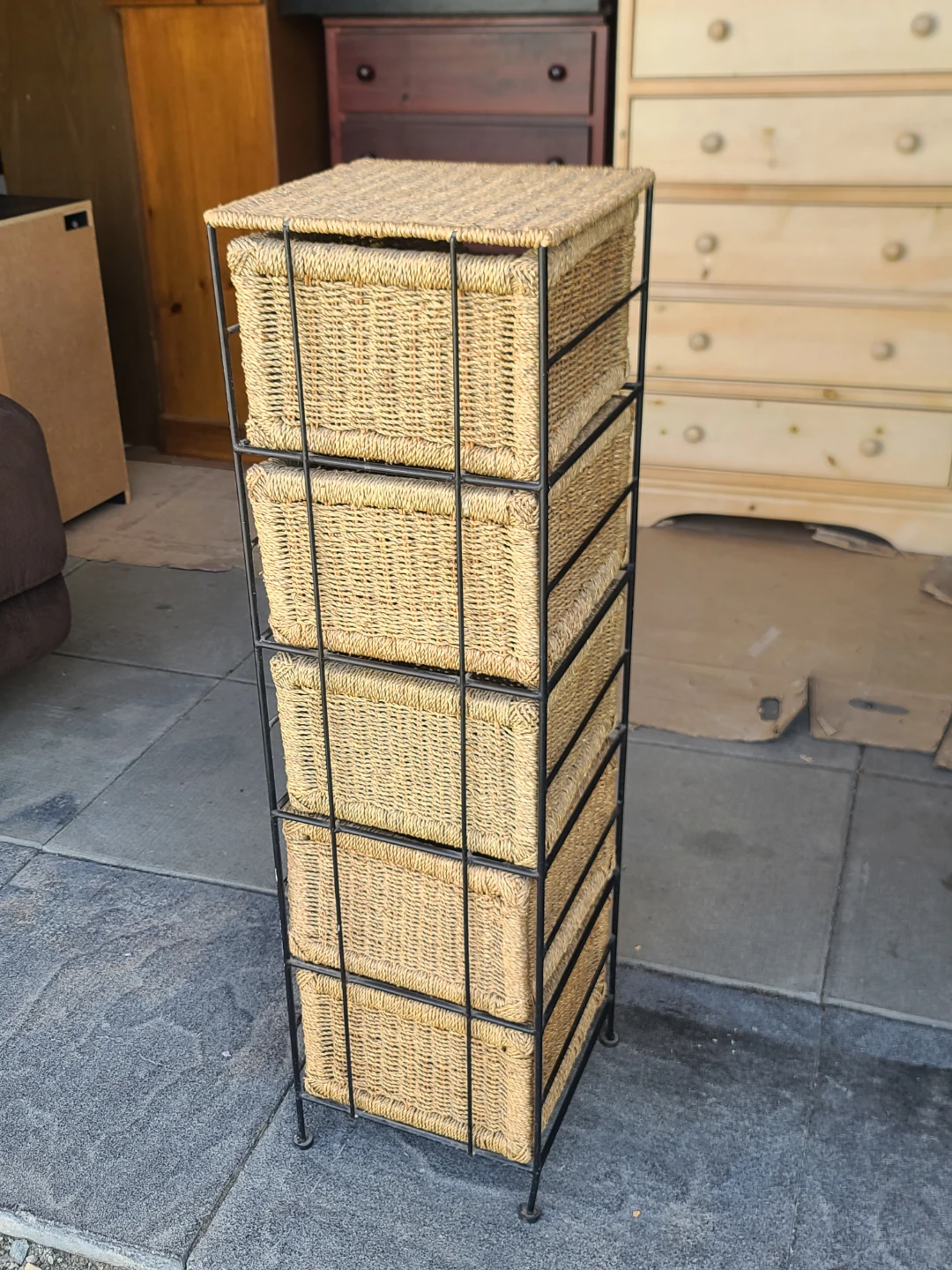 Wicker Basket Storage Tower with Metal Frame - photo 3