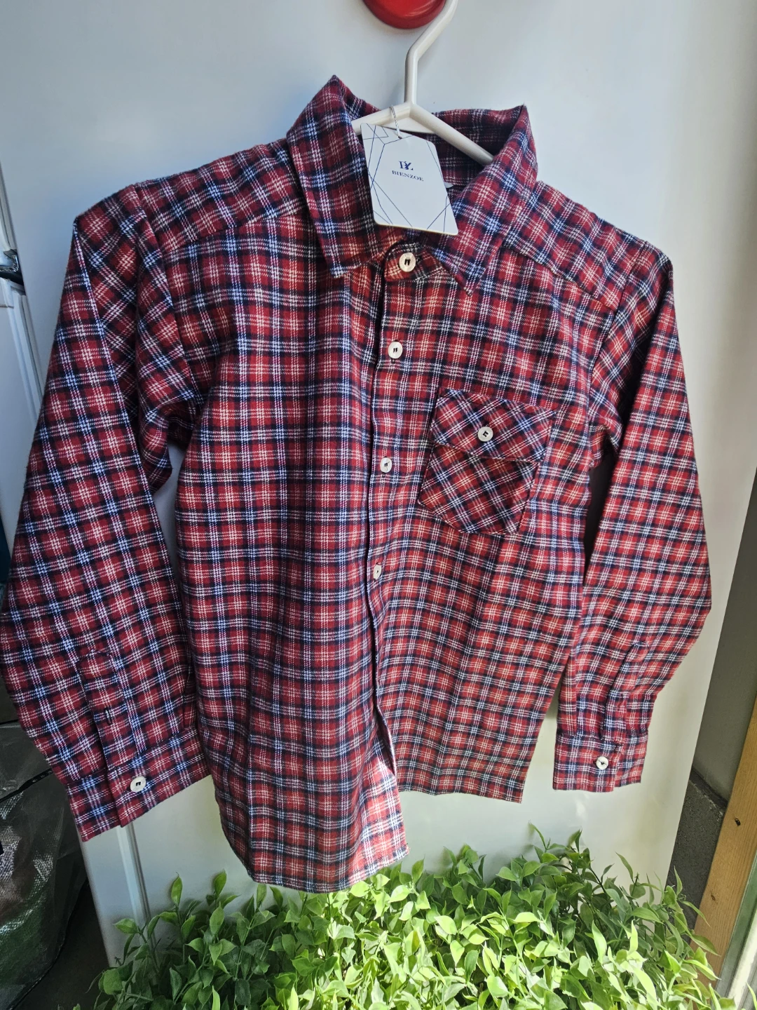 Bienzoe Plaid Long Sleeve Shirt - Size 9/10