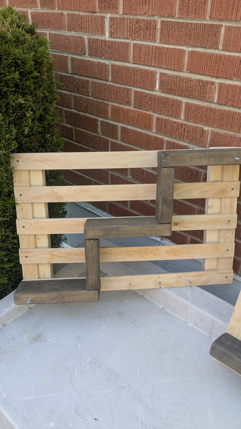 Wooden Wall Shelf with Key Hooks