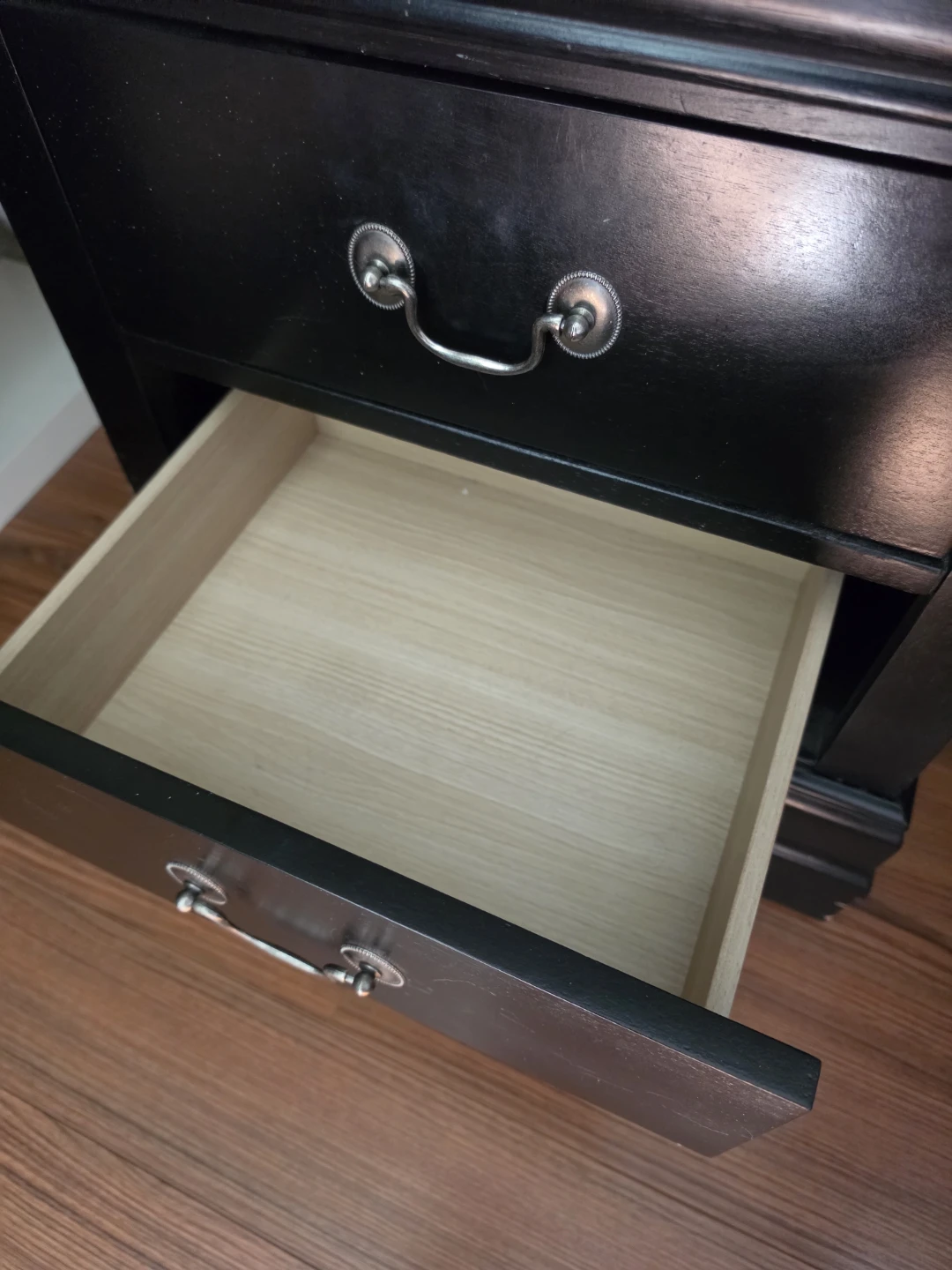 Black Two-Drawer Nightstand - photo 3