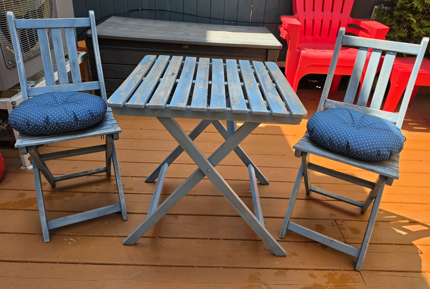 Wooden Bistro Folding Table and Chairs Set - Blue