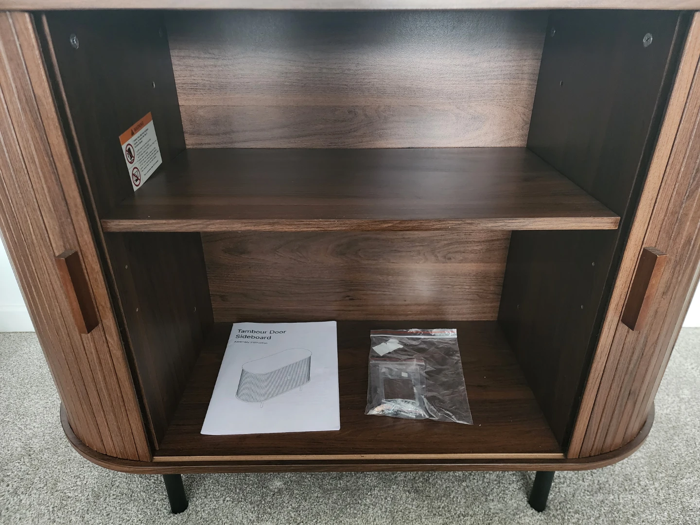 Tambour Door Cabinet - Walnut Finish - Brand New - photo 2