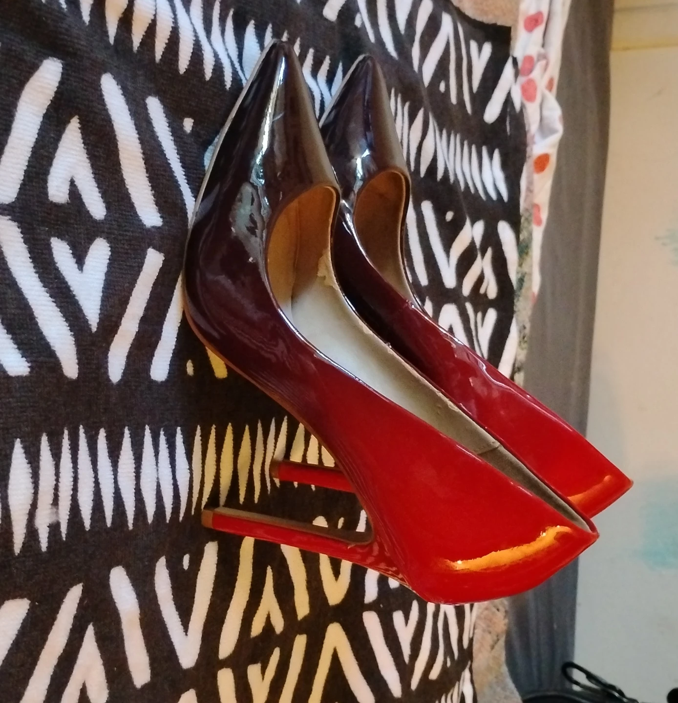 Red & Black Patent Stiletto Heels