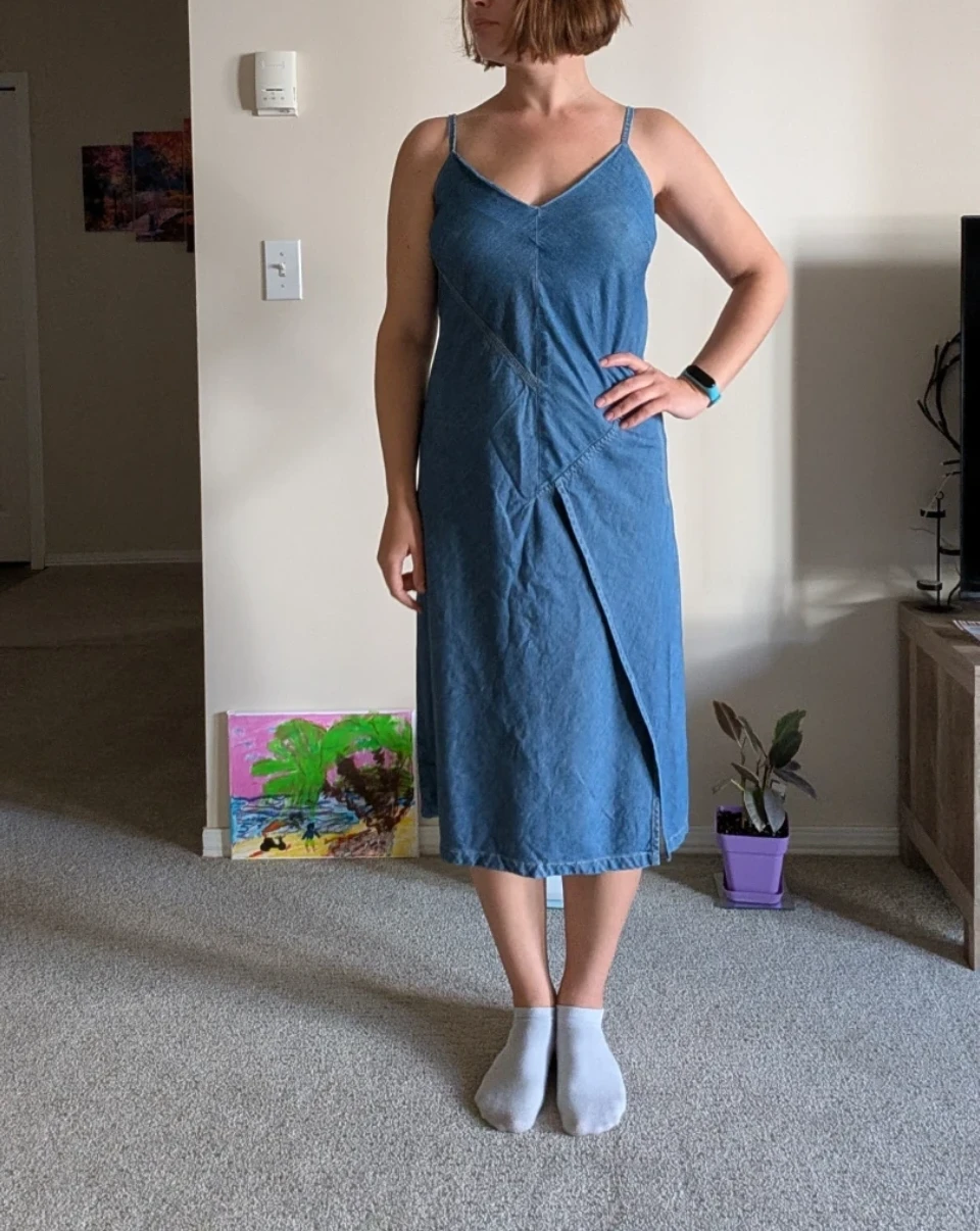 Blue Denim Spaghetti Strap Dress
