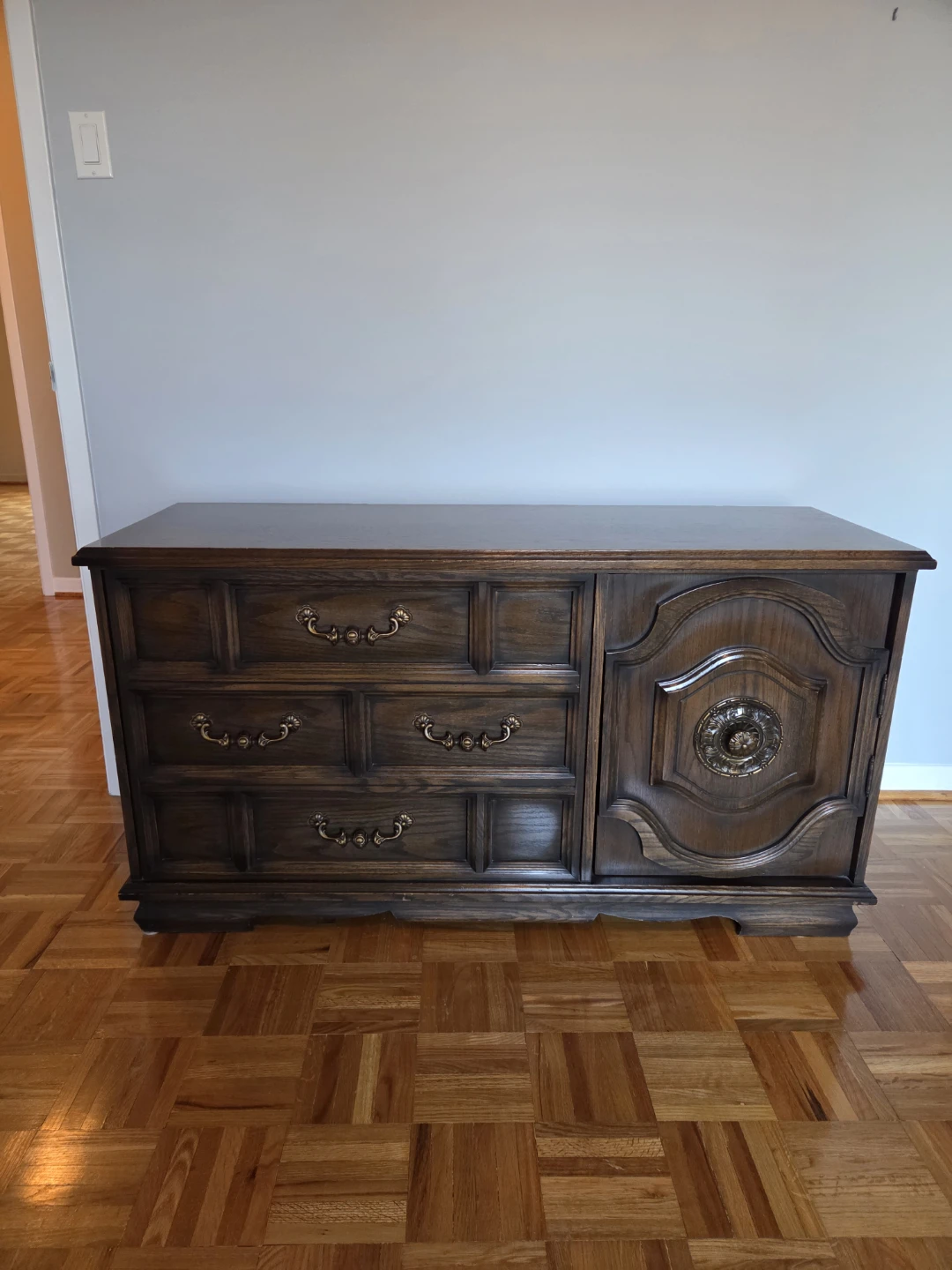 Vintage Dark Wood Dresser with Cedar Lined Trunk