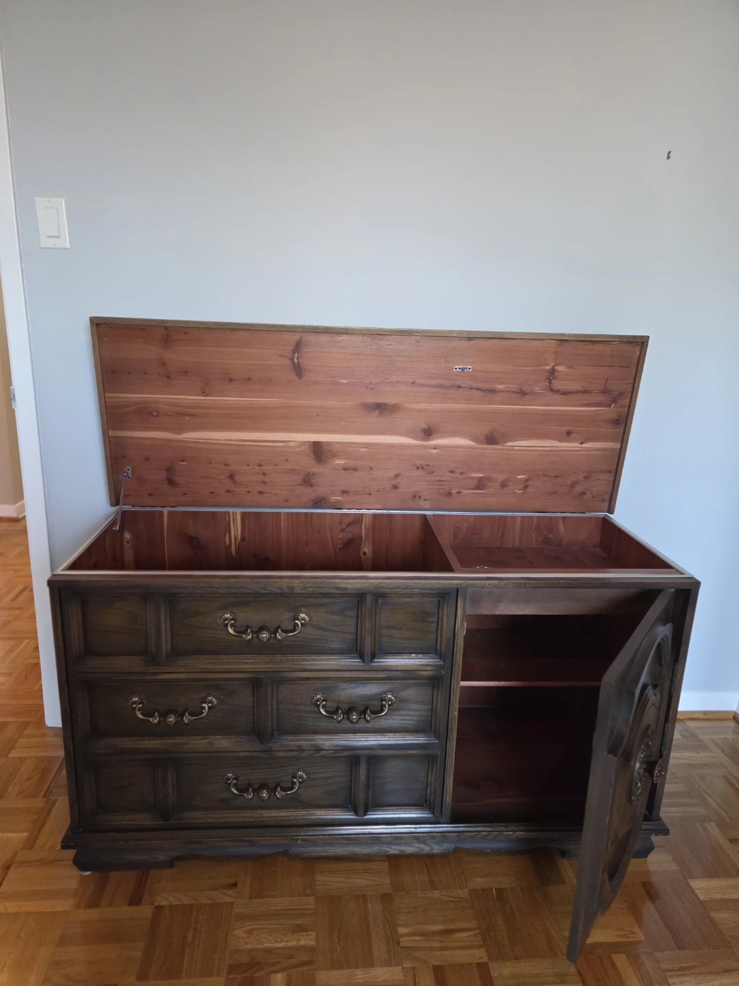 Vintage Dark Wood Dresser with Cedar Lined Trunk - photo 3