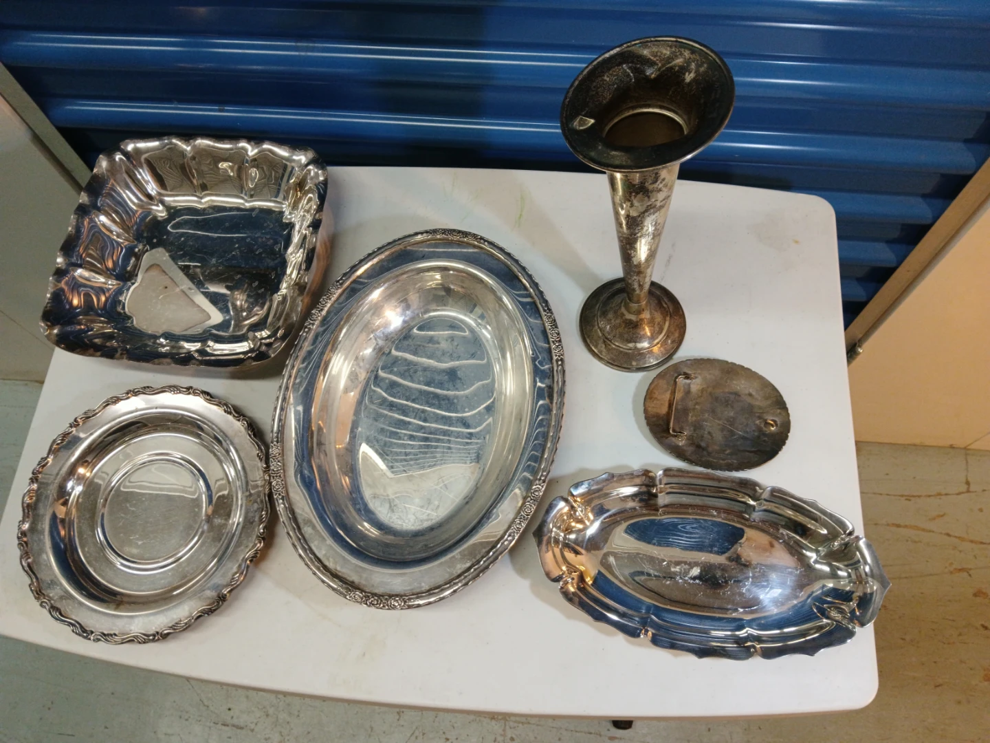 Silver Plated Serving Dishes and Vase - photo 3