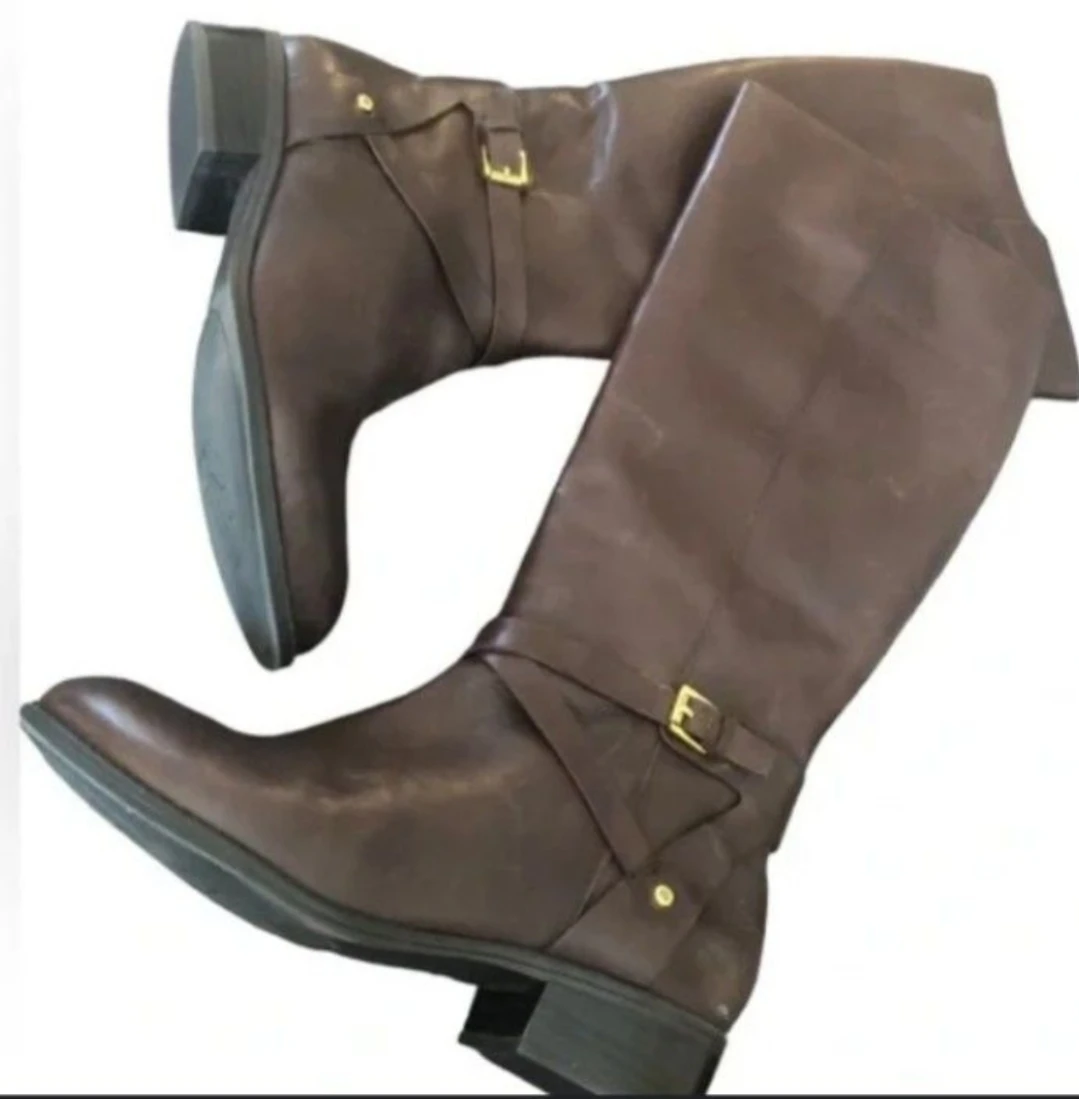 Ralph lauren Brown Leather Knee-High Boots with Buckle Detail - photo 2
