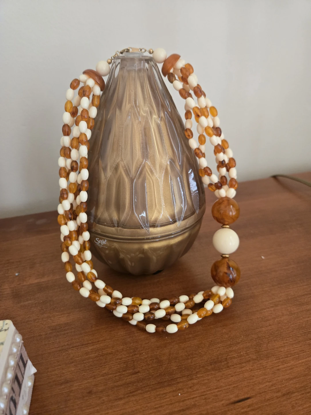 Vintage Avon 1987 Amber and Cream Lucite Necklace - photo 2