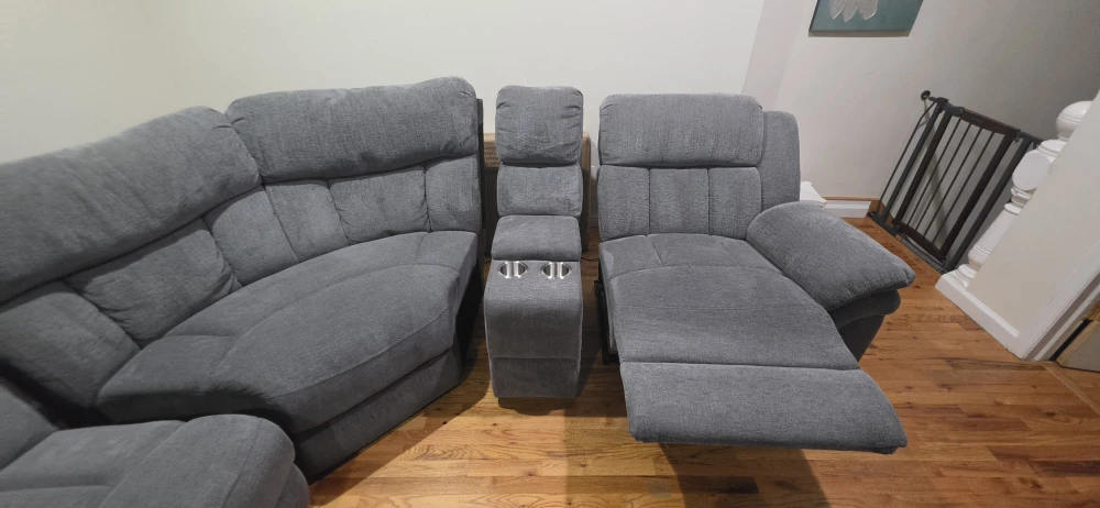 Grey Recliner 5 PC Sectional Sofa with Cup Holders - photo 3