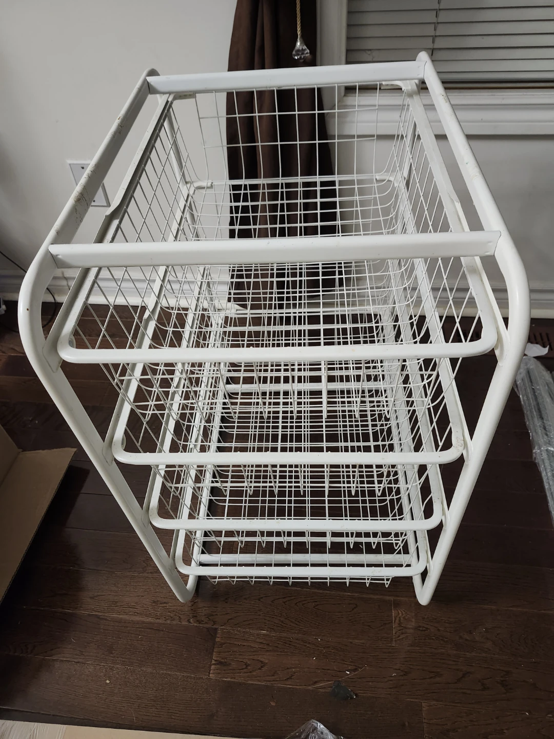 White Wire Storage Cart with 4 Drawers