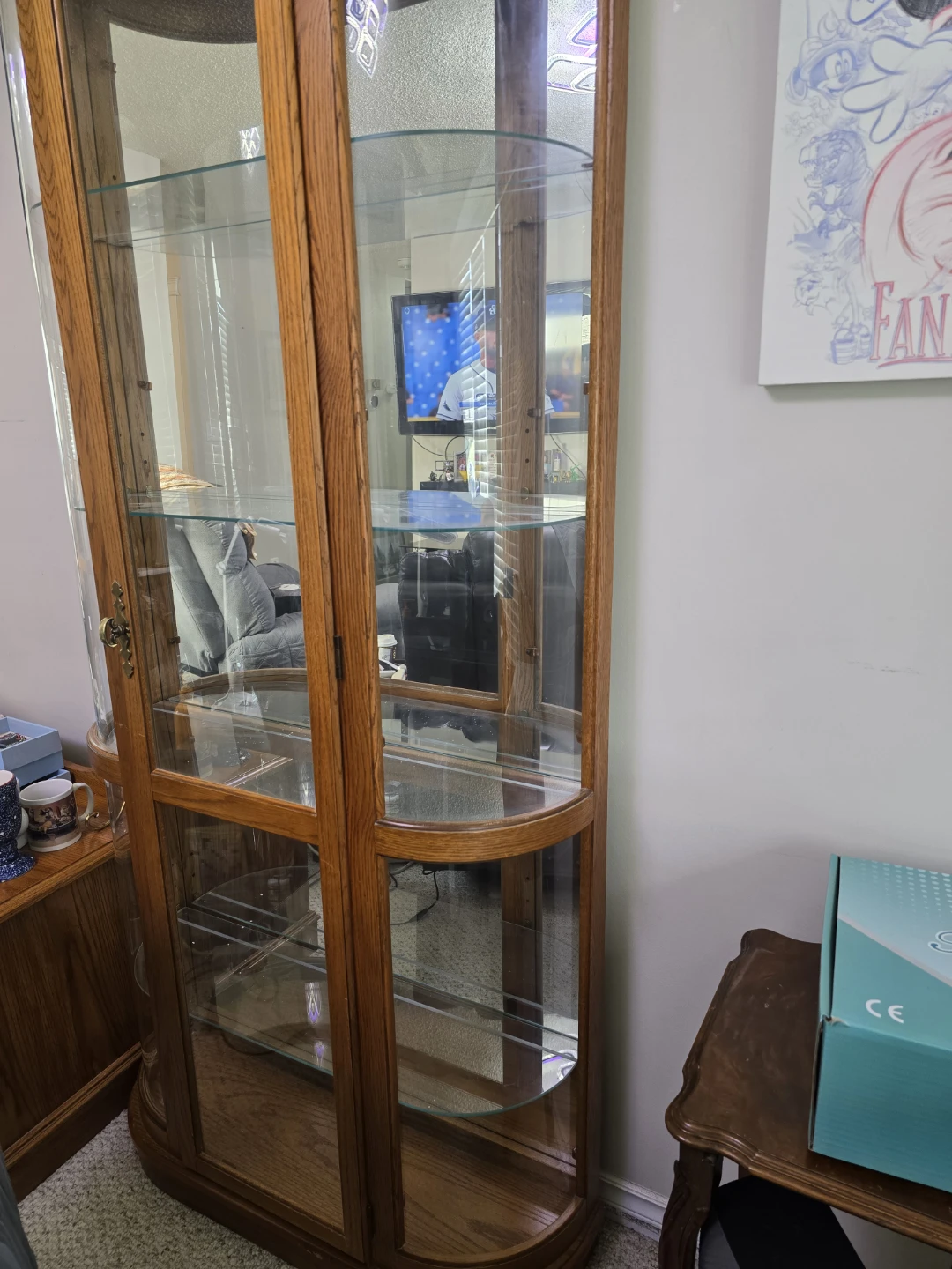 Wooden Display Cabinet with Glass Doors