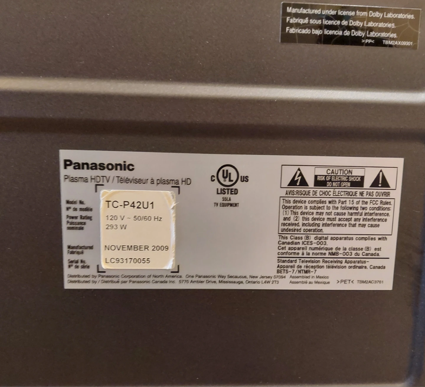 Panasonic TC-P42U1 Plasma HDTV - photo 4
