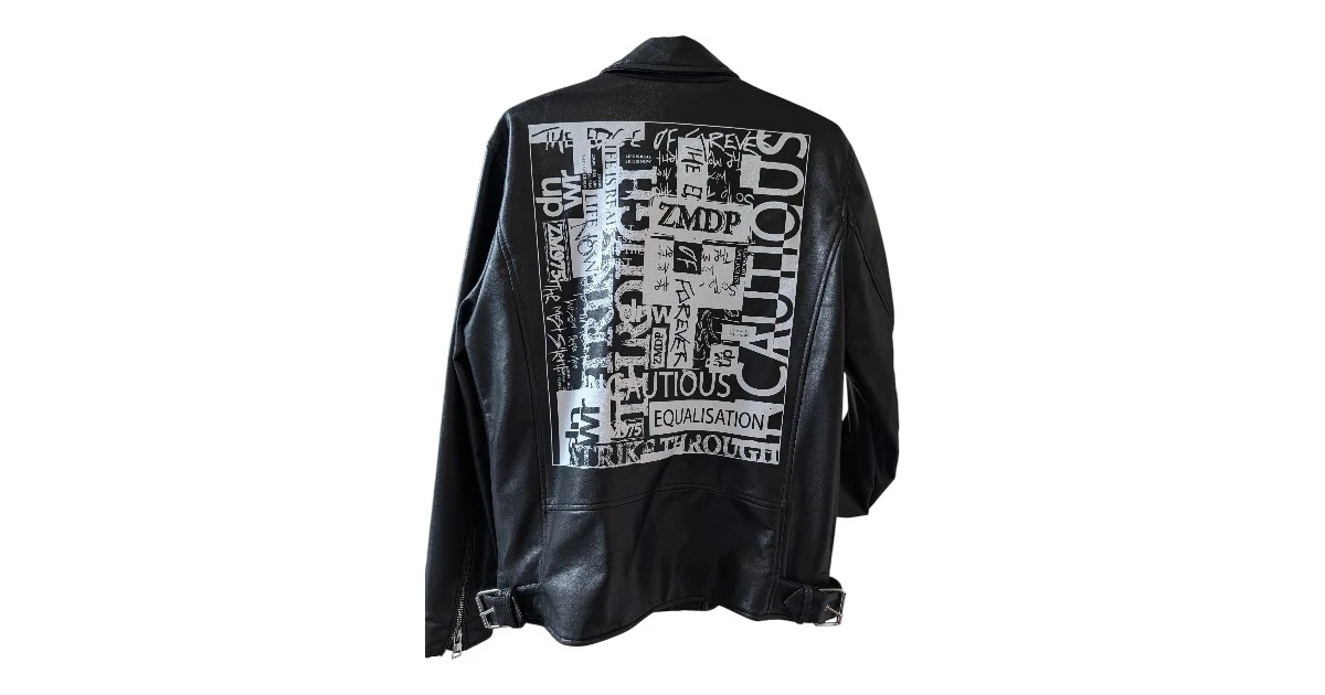 Zara Men's Faux Leather Biker Jacket-size Large