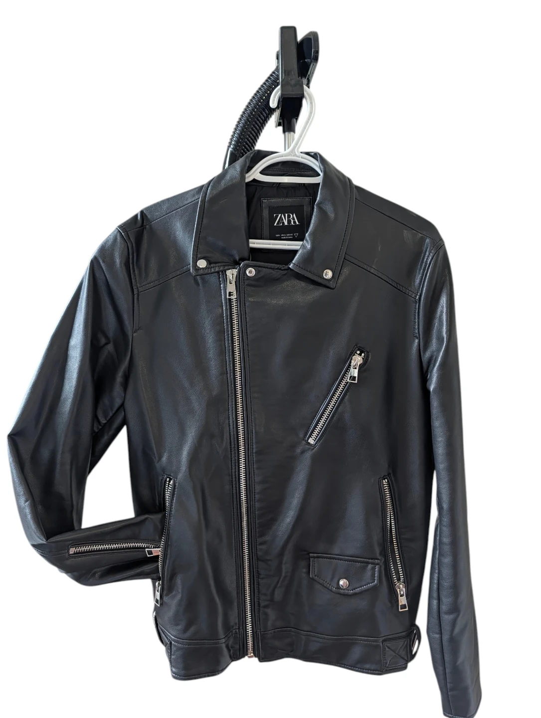 Zara Men's Faux Leather Biker Jacket-size Large - photo 2