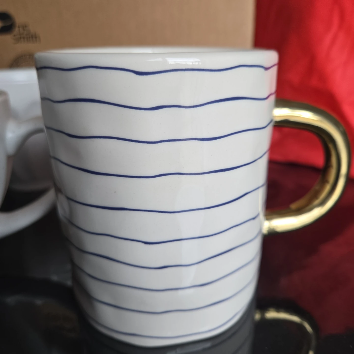 Set of 5 Mugs - Forest, Stripes, and White Speckled Designs - photo 4