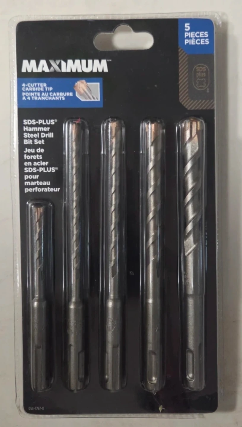 MAXIMUM SDS-PLUS Hammer Steel Drill Bit Set - 5 Pieces