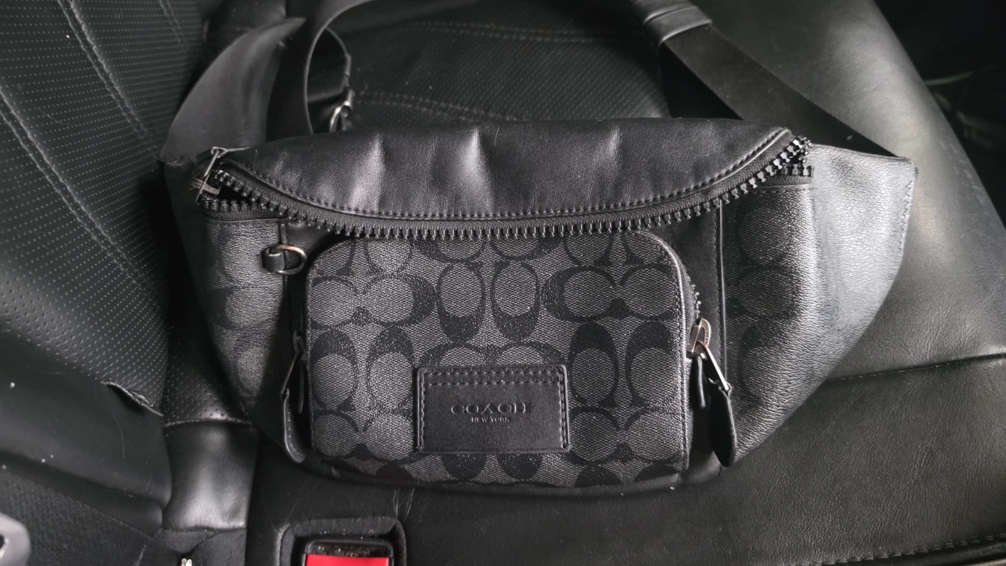 Coach Black Signature Monogram Belt Bag