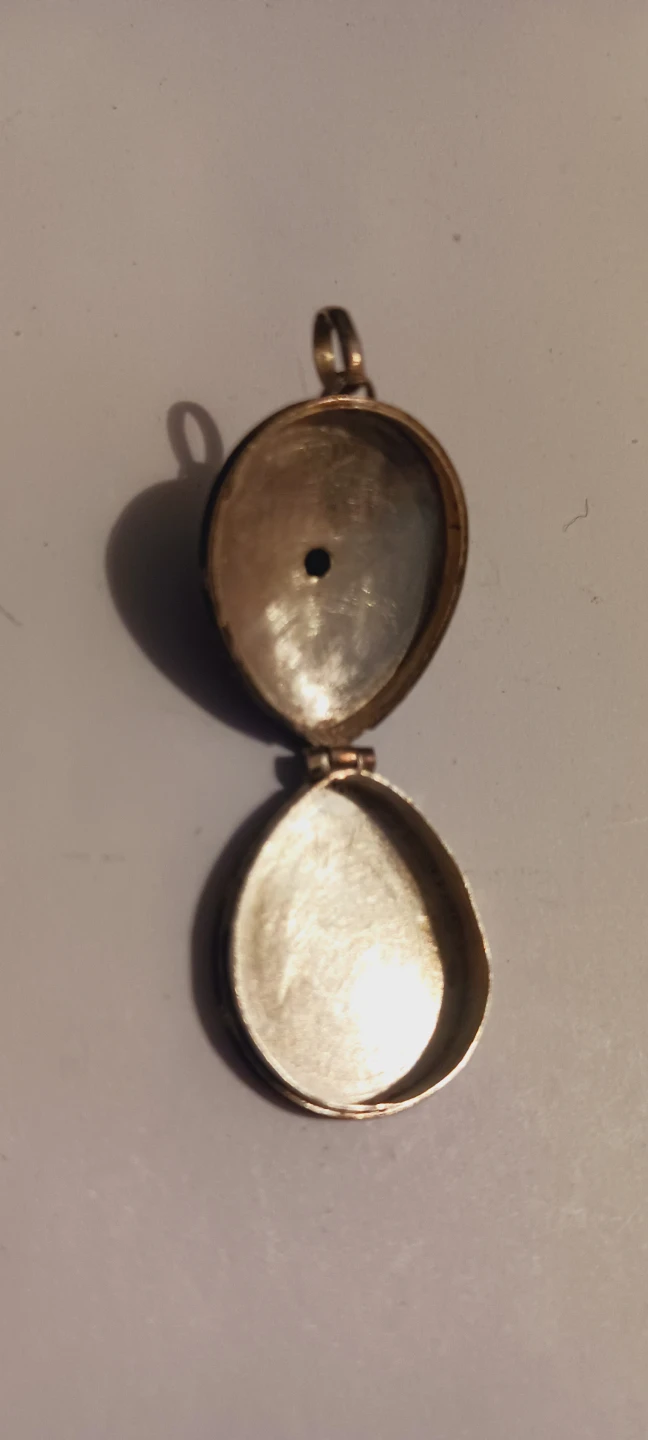 Antique Sterling Silver 925 Locket Pendant with Blue Stone - photo 4