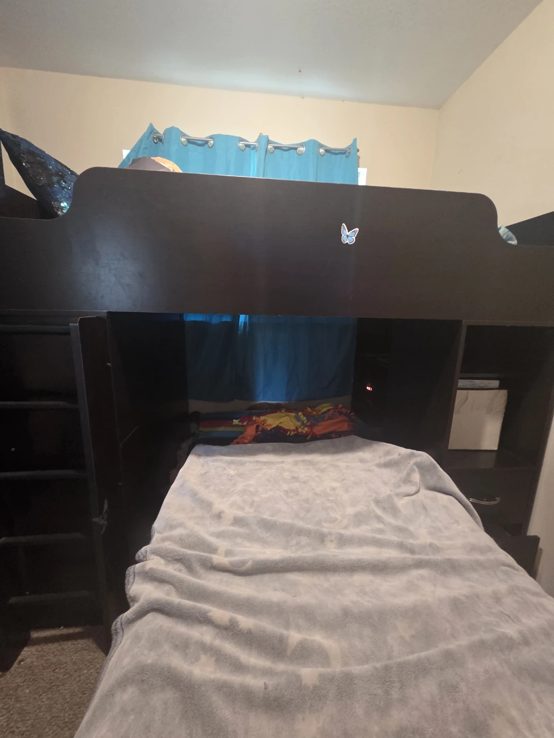 Dark Wood Loft Twin over twin bunkbed
