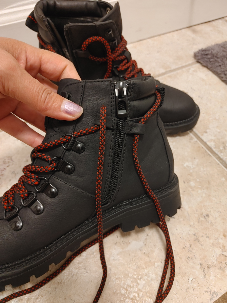 Black Lace-Up Winter Boots with Red Accents - photo 4