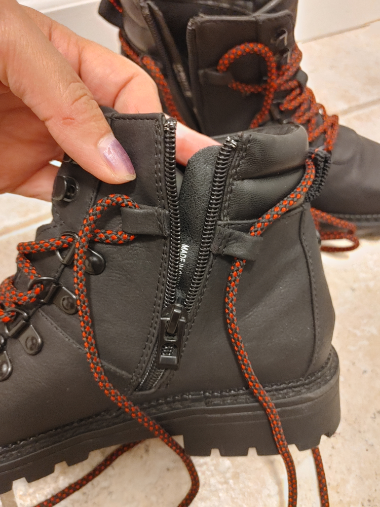 Black Lace-Up Winter Boots with Red Accents - photo 5