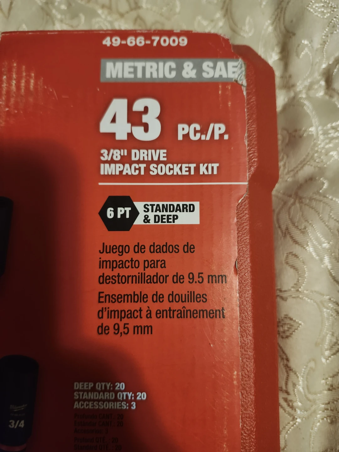 Milwaukee 43 Pc. 3/8" Drive Impact Socket Set Metric & SAE - photo 3