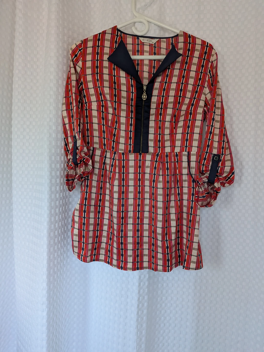Women's Plaid Zipper Tunic Shirt - photo 3