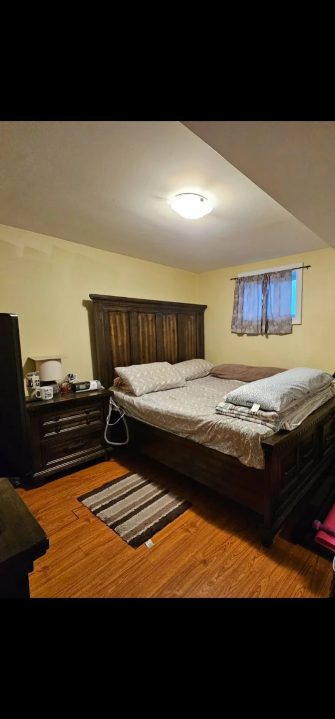 Dark Wood King Size Bed Frame with Headboard