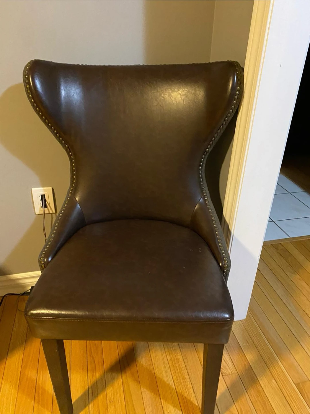Brown Faux Leather Accent Chair