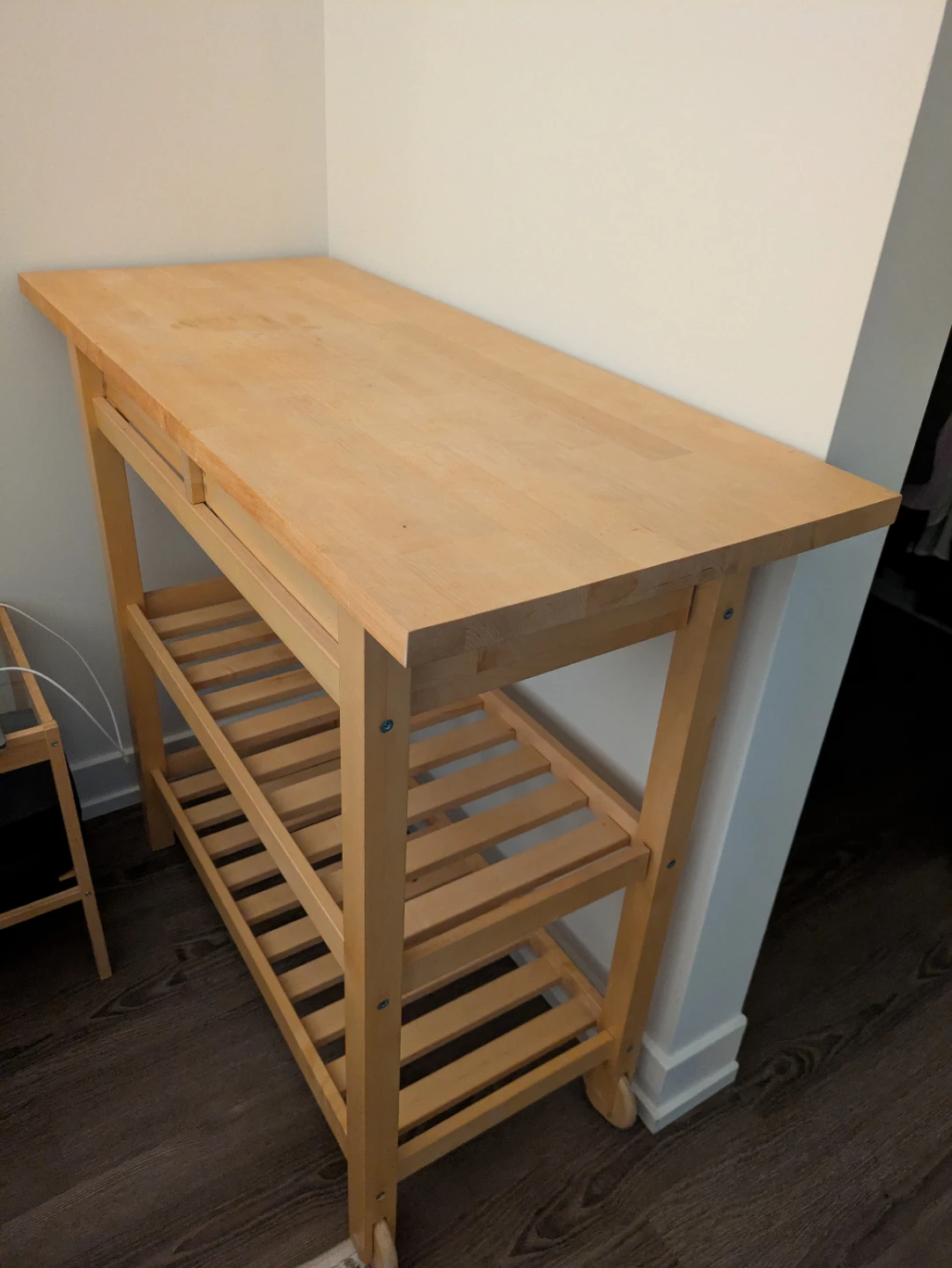 Wooden Kitchen Island Cart with Shelves and Drawers - photo 2