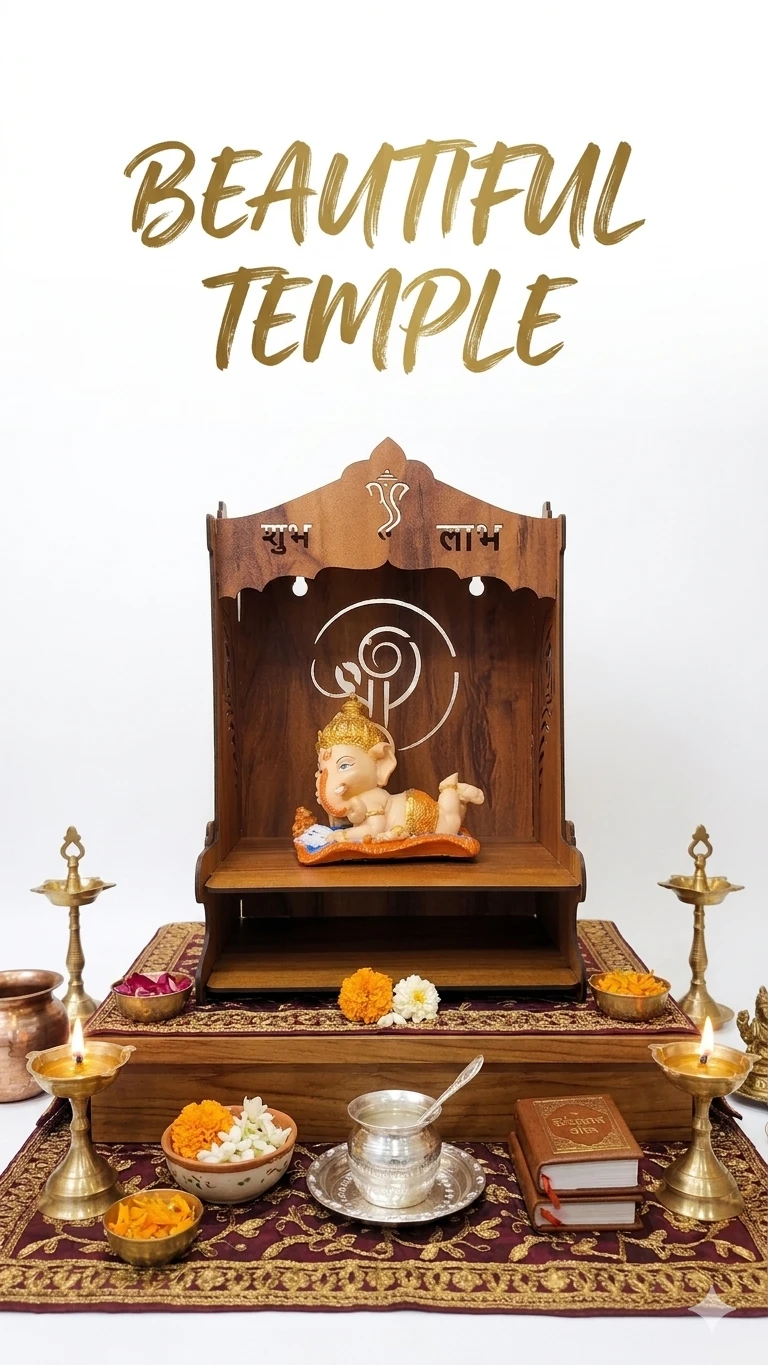 Wooden Pooja Mandir Shelf