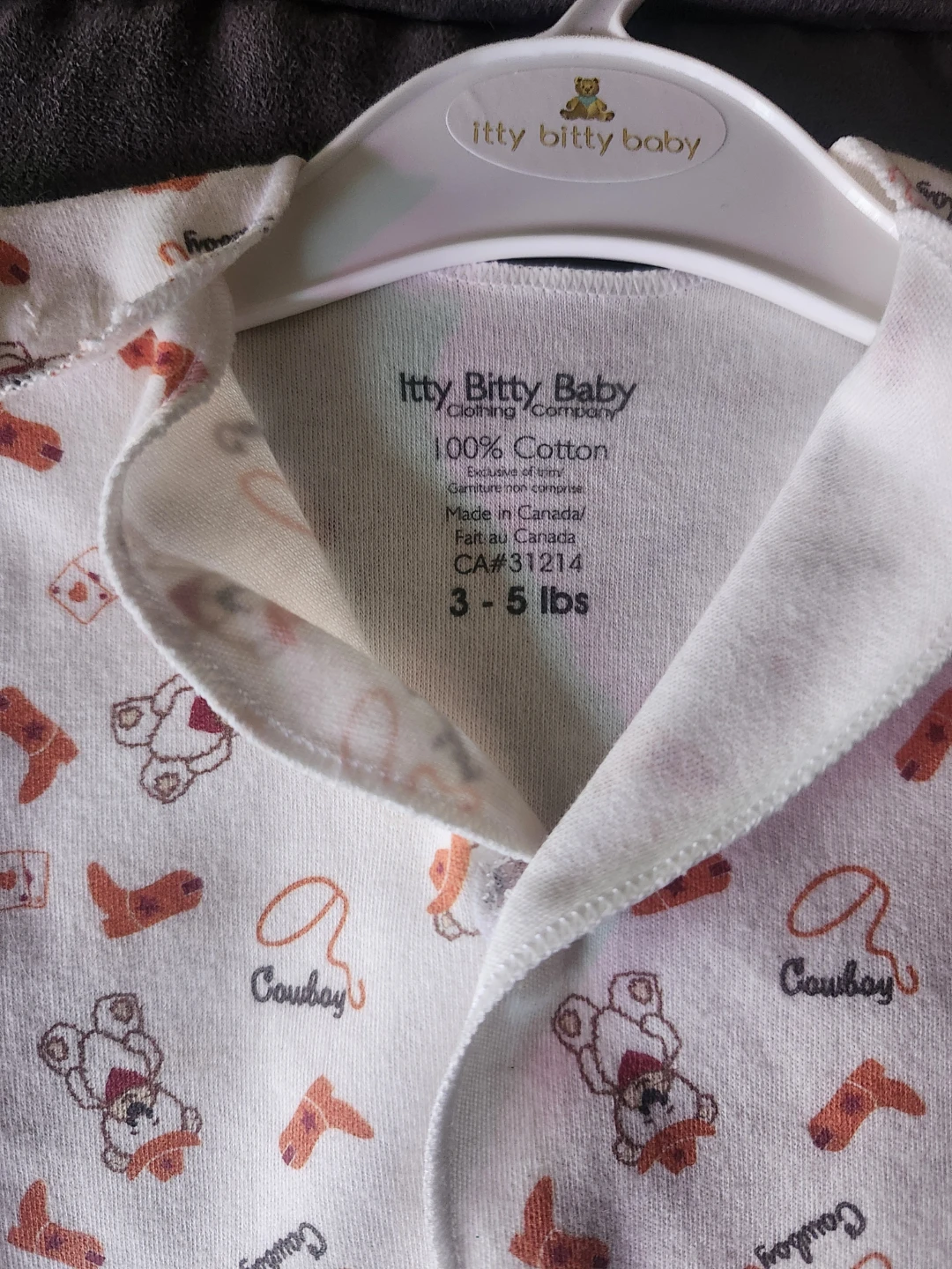 Itty Bitty Baby Cowboy Sleeveless Onesie 3-5 lbs - photo 2