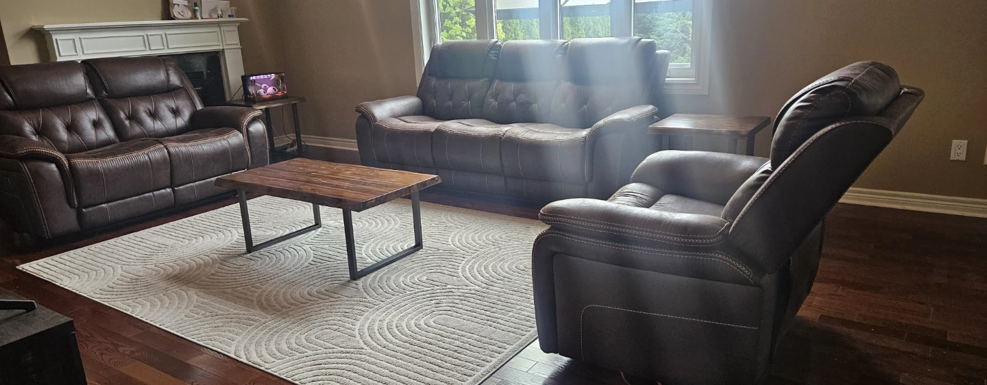 Brown Leather Reclining Sofa Set - photo 3